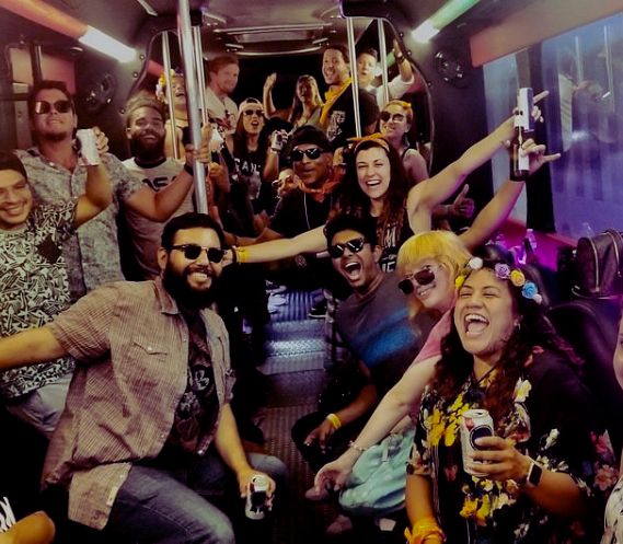 people enjoying part in party bus